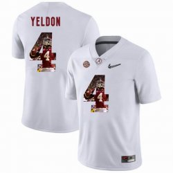 Custom Alabama Crimson Tide #4 T.J. Yeldon white College Color Rush Limited Jerseys