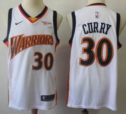 Nike Golden State Warriors #30 Stephen Curry white NBA basketball Jersey with Sponsor logo -S8