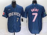 2023 World Cup Mexico #7 Julio Urias blue majestic baseball jerseys 89