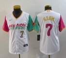 Youth Nike San Diego Padres #7 Ha Seong Kim white red green MLB Baseball jerseys 01