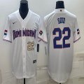 2023 World Cup Dominican Republic's #22 Juan Soto white majestic baseball jerseys 02