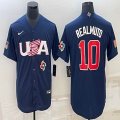 2023 World Cup #10 J.T. Realmuto blue USA majestic baseball jerseys 07