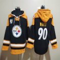 Custom Pittsburgh Steelers #90 Watt black yellow NFL Hooded Sweatshirt