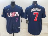 2023 World Cup #7 Tim Anderson blue USA majestic baseball jerseys 08