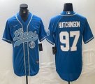 Nike Detroit Lions #97 Aidan Hutchinson blue baseball Joint name -BD 02