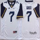 Youth West Virginia Mountaineers #7 Will Grier White College football jersey-PNS