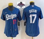 Women 2024 World Series Champions patch Los Angeles Dodgers #17 Shohei Ohtani Nike blue throwback baseball Jersey -BD