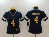 Women Nike Dallas Cowboys #4 Dak Prescott dark blue gold Color Rush Limited Jersey