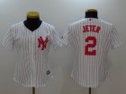 Women New York Yankees 2 Derek Jeter white Road Mothers Day Flex Base Jersey