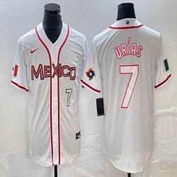 2023 World Cup Mexico #7 Julio Urias white majestic baseball jerseys 32