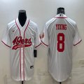 Nike San Francisco 49ers #8 Steve Young white baseball jerseys Joint name-BD