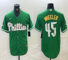 Nike Philadelphia Phillies #45 Zack Wheeler green majestic baseball jersey -BD