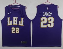 Nike Los Angeles Lakers #23 LeBron James purple basketball jersey -LT