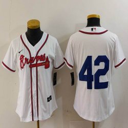 Women Nike Atlanta Braves #42 white majestic baseball jerseys