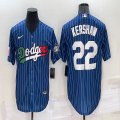 Nike Los Angeles Dodgers #22 Clayton Kershaw blue throwback majestic baseball Jerseys-BD 02