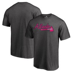 Men\'s Atlanta Braves Fanatics Branded Heather Gray 2018 Mother\'s Day Pink Wordmark T-Shirt