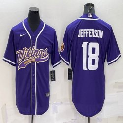 Nike Dallas Vikings #18 Justin Jefferson purple baseball jerseys Joint name-BD