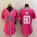 Women Nike 49ers #80 Jerry Rice pink baseball jerseys Joint name-BD