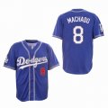 Los Angeles Dodgers #8 Manny Machado Blue majestic Baseball Jerseys-SG