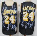 Los Angeles Lakers #24 Kobe Bryant black throwback NBA jersey Lightning style-S8