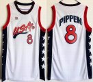 1996 Atlanta Olympics #8 Scottie Pippen White USA Basketball Team Jerseys