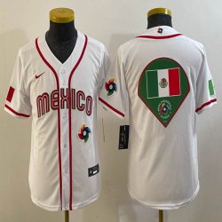 Youth 2023 World Cup Mexico blank white majestic baseball jerseys 03