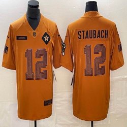 Dallas Cowboys #12 Roger Staubach 2023 Brown Salute To Service Limited Jerseys