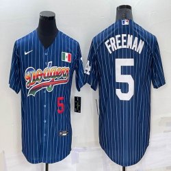 Los Angeles Dodgers #5 Freddie Freeman blue throwback majestic baseball Jerseys-BD 07