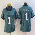 Youth Philadelphia Eagles 1# Jalen Hurts green Nike Vapor F.U.S.E. Limited Jersey 03