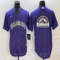 Nike Colorado Rockies blank purple majestic baseball jerseys big logo-BD