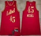 Nike Cleveland Cavaliers #45 Donovan Mitchell red nba basketball jerseys city version