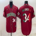 2023 World Cup Mexico #34 Fernando Valenzuela red blank majestic baseball jerseys 03