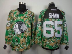 Reebok Chicago Blackhawks SHAW #65 camo Green nhl Jersey