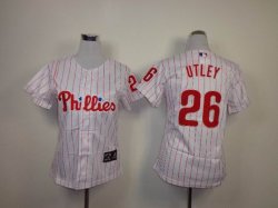 Philadelphia Phillies 26 utley white stripe women mlb jersey