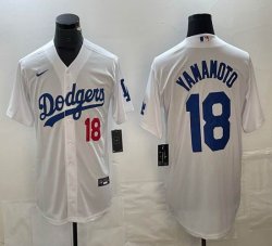 Nike Los Angeles Dodgers #18 Yoshinobu Yamamoto white majestic baseball jerseys