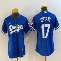 Women Los Angeles Dodgers #17 Shohei Ohtani Nike blue majestic baseball Jersey 01