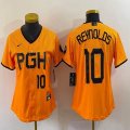 Women Nike Pittsburgh Pirates #10 Bryan Reynolds gold majestic baseball jerseys city version 03