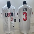 2023 World Cup #3 Mookie Betts white USA majestic baseball jerseys 07