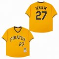 Pittsburgh Pirates 27# Kent Tekulve Yellow throwback Mlb jersey