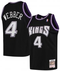 Sacramento Kings #4 Chris Webber Throwback Black Swingman Jersey