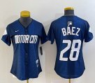 Youth Nike Detroit Tigers #28 Javier Báez blue Majestic baseball jerseys city version