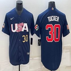 2023 World Cup #30 Kyle Tucker blue USA majestic baseball jerseys 02