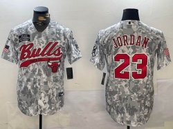 Nike Chicago Bulls #23 Michael Jordan gray Camo baseball jerseys Joint name-BD