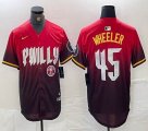 Nike Philadelphia Phillies #45 Zack Wheeler red majestic baseball jersey city version 04