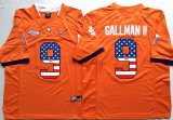 Clemson Tigers #9 Gallman II USA flag College Football Limited Jersey - Orange