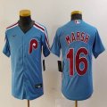 Youth Nike Philadelphia Phillies #16 Brandon Marsh skyblue throwback majestaic baseball jersey