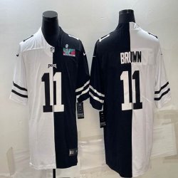 2023 NFL Super Bowl Philadelphia Eagles #11 Carson A.J. Brown white black split Color Rush Limited Jersey-BD