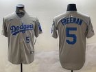 Los Angeles Dodgers #5 Freddie Freeman gray fashion majestic baseball Jerseys-BD