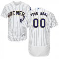 Custom Milwaukee Brewers white blue stripe Flexbase Authentic Collection Jersey