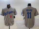 Nike Los Angeles Dodgers #11 Miguel Rojas gray majestic baseball jerseys 01